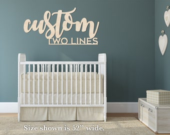 Custom two line sign, first middle name, stacked wood sign, large custom sign, baby nursery decor