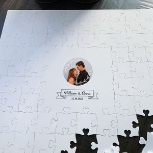 Acrylic Puzzle Wedding Guestbook with Photo floral circle design jigsaw alternative guestbook puzzle guest book unique mr and mrs image 5