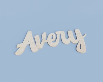Custom Baby Name Sign for Nursery Above Crib Decor, Personalized Wood Cutout, 1/4" Birch Plywood, DIY Paintable Wall Art