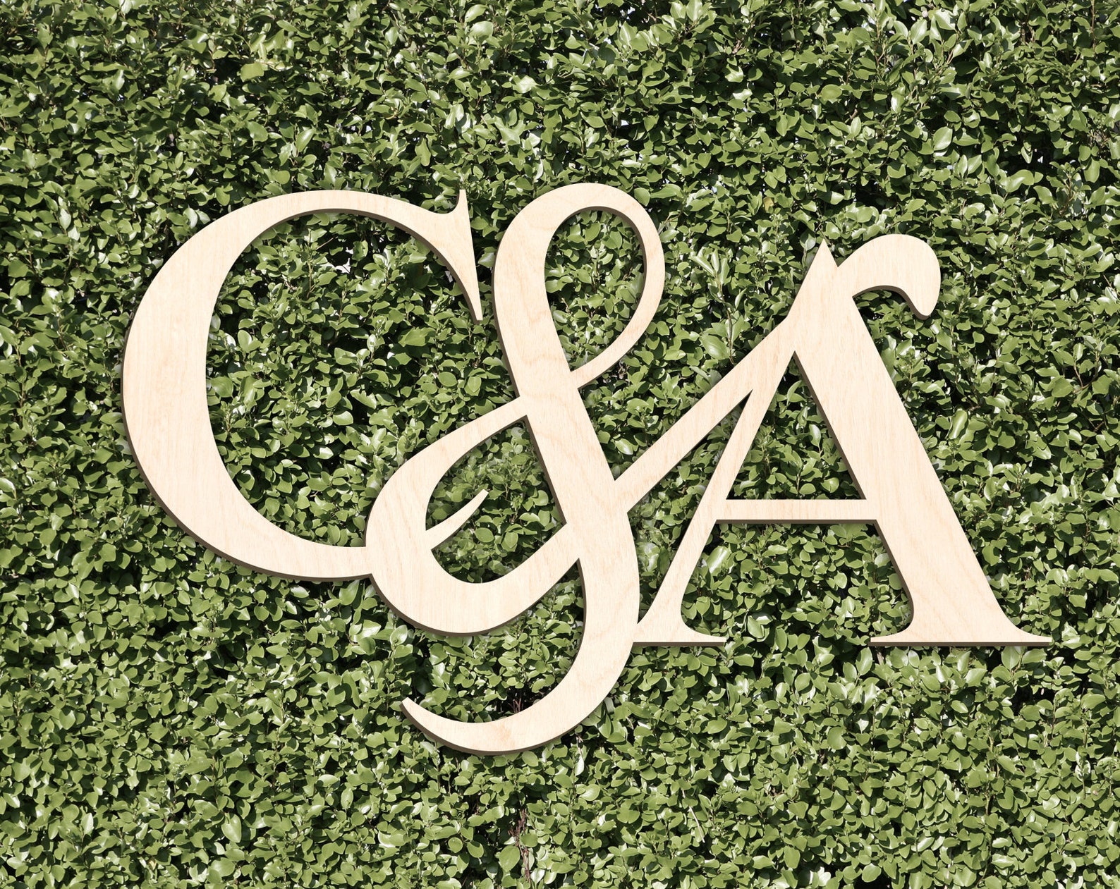 Wood Initial Monogram Couple Initials Ampersand Bride and Etsy