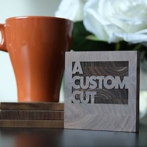 Engraved Logo Coasters (set of 4) - black walnut wood engraved coasters personalized business corporate gift customized personalized coaster