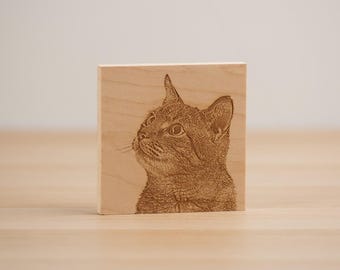 Engraved Pet Photo on Wood - Pet Owner Gift, Pet Memorial Gift, Photo Engraving, Photo on Wood, Pet loss Memorial gift