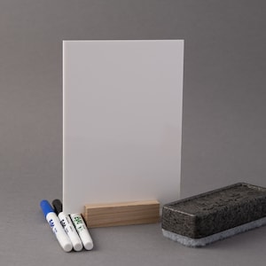 Acrylic Memo Board with Stand - blank clear white board dry erase message board, erasable, reusable, message center, lesson plan