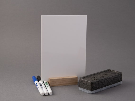 Acrylic Memo Board with Stand - blank clear white board dry erase message board, erasable, reusable, message center, lesson plan