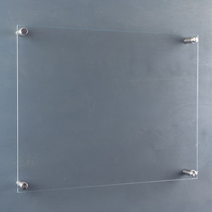 Clear Acrylic Dry Erase Board with standoffs, Blank - marker memo board, whiteboard, chore chart, to do list, modern home office