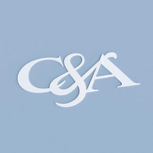 May include: White C&A logo on a light blue background.