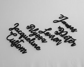 Custom Acrylic Place Name Cards, Choose Your Font - custom wedding place name cards, personalized names, name tags, gold