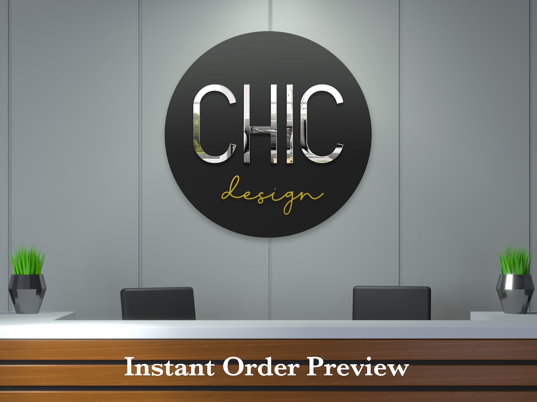 Round Acrylic Business Logo Sign, 12 to 32 Custom Circle 3d Modern