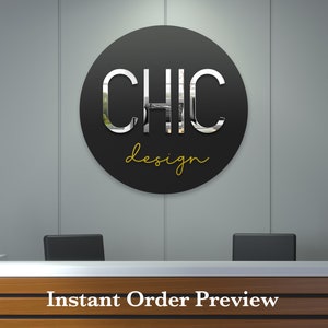 Round Acrylic Business Logo Sign, 12" to 32" - Custom Circle 3d modern, business sign, salon spa signage, personalized name sign