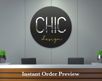 Round Acrylic Business Logo Sign, 12&quot; to 32&quot; - Custom Circle 3d modern, business sign, salon spa signage, personalized name sign