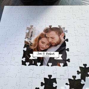 Acrylic Puzzle Wedding Guestbook with Photo floral circle design jigsaw alternative guestbook puzzle guest book unique mr and mrs image 3