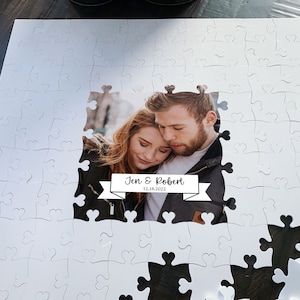 Acrylic Puzzle Wedding Guestbook with Photo floral circle design jigsaw alternative guestbook puzzle guest book unique mr and mrs image 3