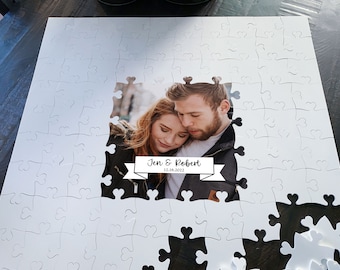 Acrylic Puzzle Wedding Guestbook with Photo - large center picture jigsaw alternative guestbook puzzle guest book unique mr and mrs