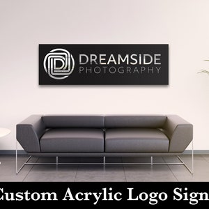 Acrylic Business Logo Sign, Up to 30"x20" - Custom 3d layers, front desk reception business sign, salon spa restaurant photography signage