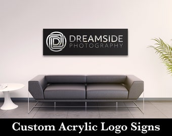 Acrylic Business Logo Sign, Up to 30"x20" - Custom 3d layers, front desk reception business sign, salon spa restaurant photography signage