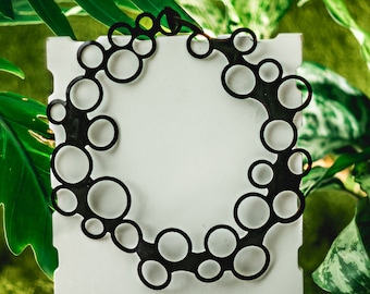 modern minimalist bib necklace for women , vegan leather short necklace , statement geometric necklace , simple elegant jewelry