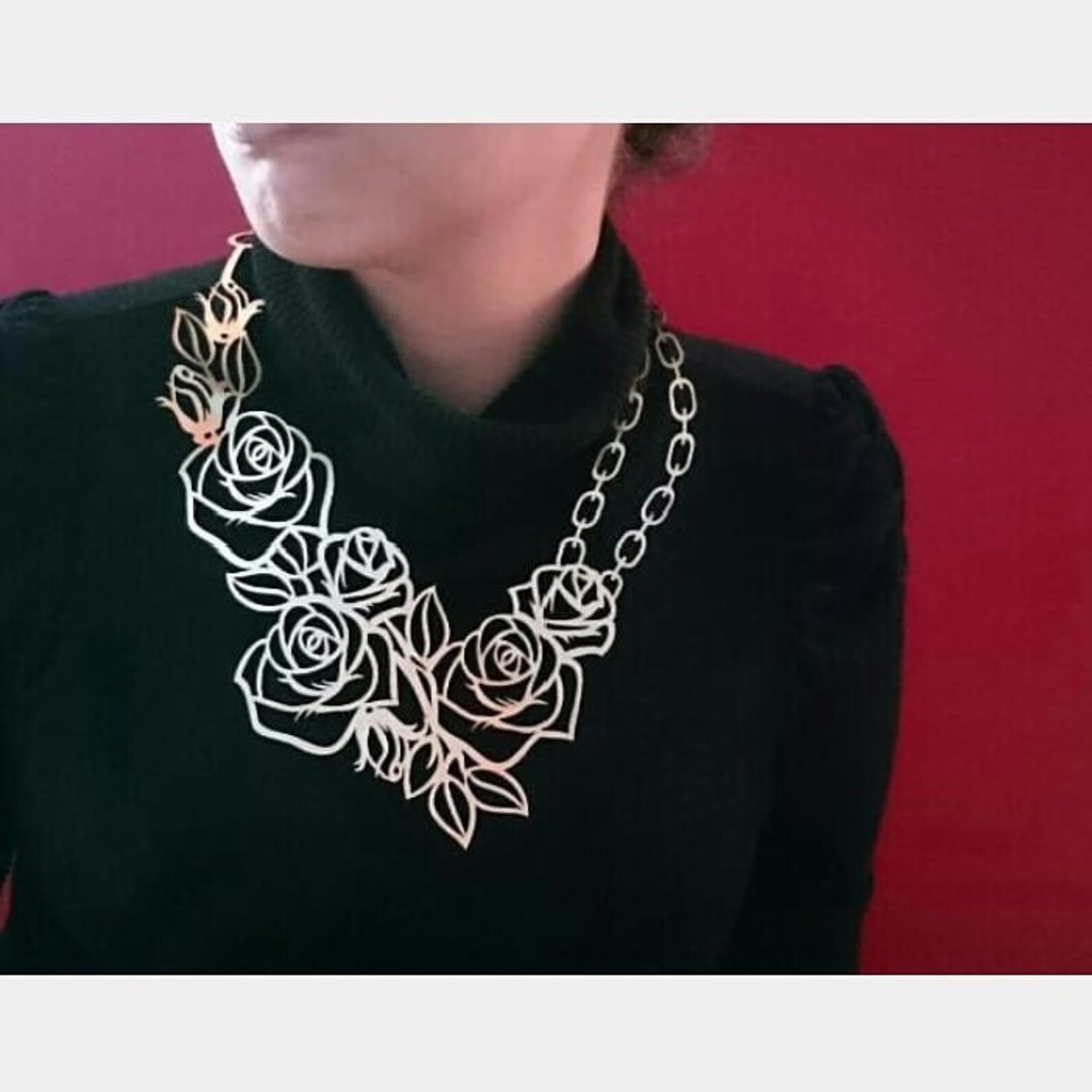 Rose Flower Necklace Rose Bib Necklace for Women Vegan Etsy