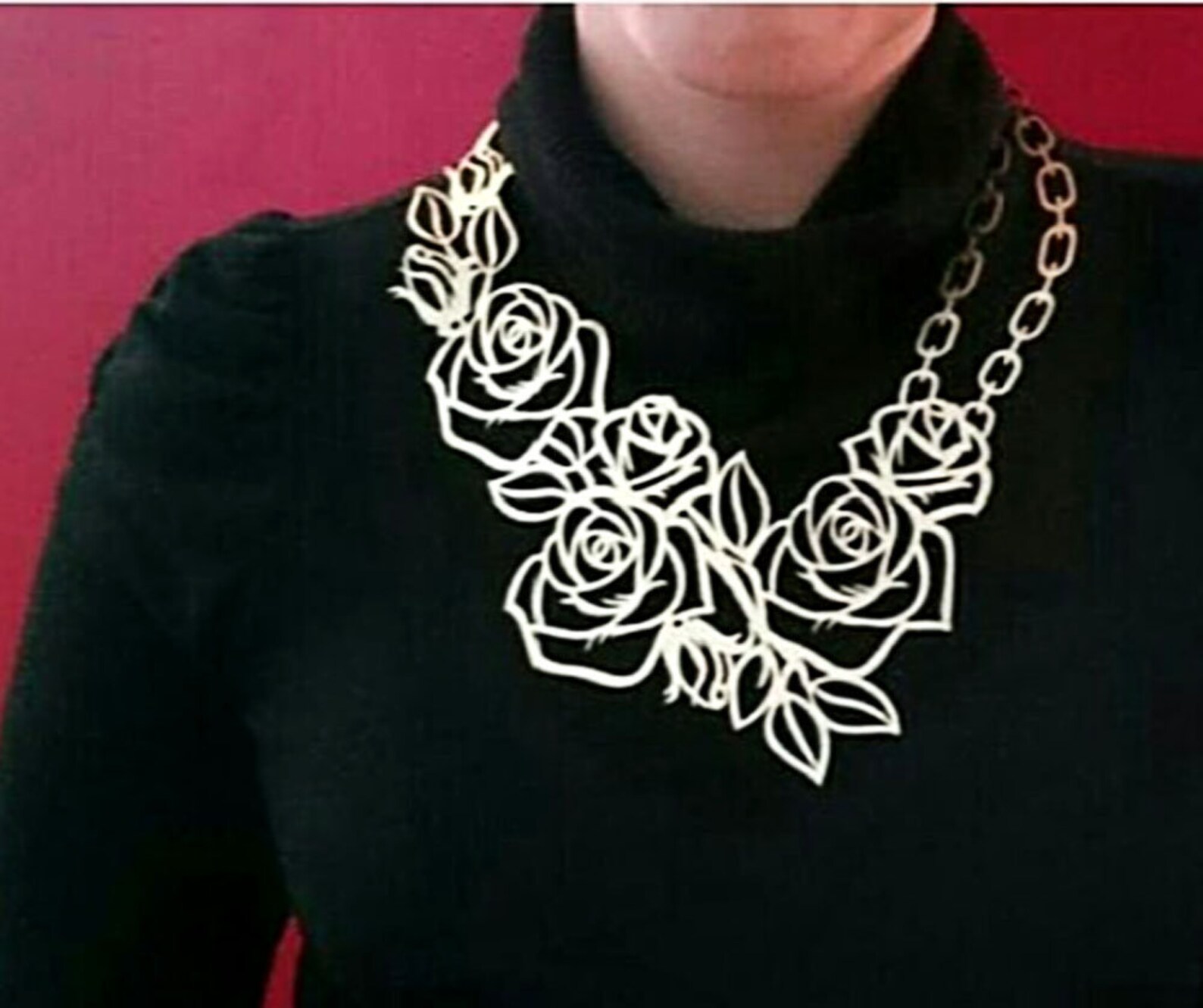 Rose Flower Necklace Rose Bib Necklace for Women Vegan Etsy