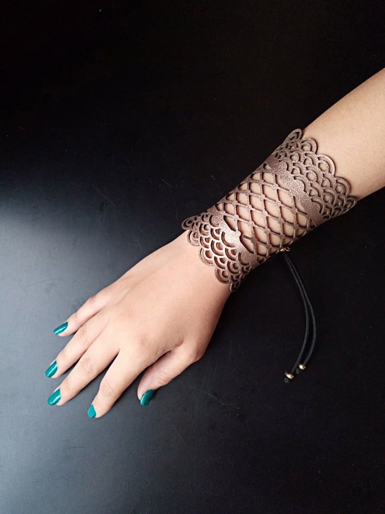 Leather Wrist Cuff Bracelet for Women Romantic Delicate Etsy