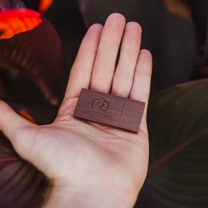 Personalized Dark Wood USB Drive, Laser Engraved