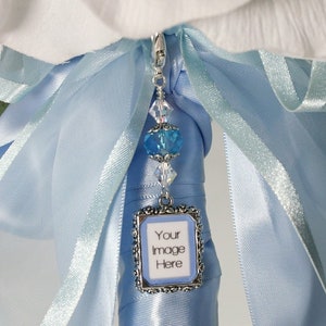 Wedding Bouquet Charm, Memory Charm, Something Blue, Photo Charm, Gift for the Bride, Bridal Accessory, Crystal, Accent, Keepsake, Frame