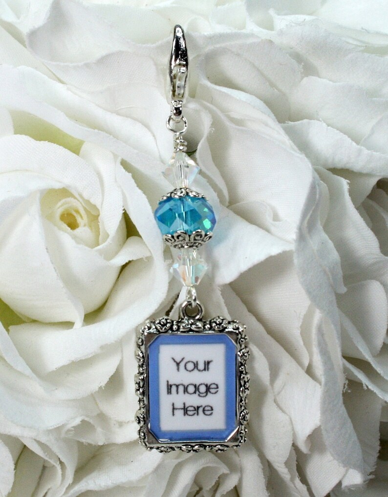 Wedding Bouquet Charm Memory Charm Something Blue Photo Etsy