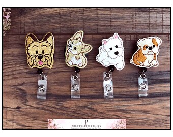Dog planner clips ID Badge Reel Interchangeable Badge Reel Feltie Badge Reel Nurse Badge Reel Badge Reel Dog Badge Reel
