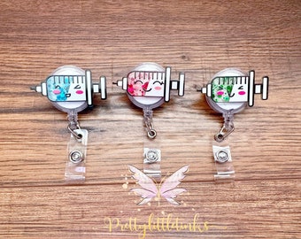 Syringe Badge Reel, ID Badge Reel, Badge Reel, Nurse Badge Reel, Medical Badge Reel, Syringe Feltie