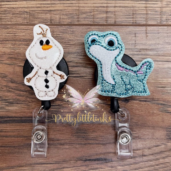 Bruni Salamander Badge Reel, Frozen Nurse Badge Reel, Interchangeable Badge Reel, Snowman badge, Salamander Planner Clip