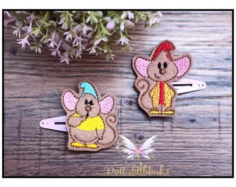 Mouse friends Hair Clips, Baby Hair Barrettes, Mouse Hair Clips, 2 clips