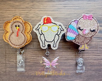 Turkey Badge Reel, Nurse Badge Reel, Interchangeable Badge Reel, Interchangeable Feltie, turkey Planner Clip