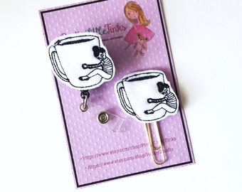 I love coffee Badge Reel, Nurse Badge Reel, Feltie Badge Reel, Interchangeable Badge Reel, Interchangeable Feltie, Coffee Planner Clip