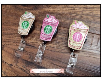 Glitter Frappe Badge Reel, ID Badge Reel, Interchangeable Badge Reel, Nurse Badge Reel, Frappe Planner clip