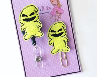 Boogie Man Badge Reel, ID Badge Reel, Badge Reel, Nurse Badge Reel, Halloween Feltie, Boogie man Planner Clip