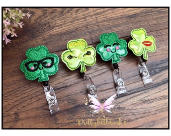 Shamrock Badge Reel, Badge Reel, Shamrock Planner clip, Interchangeable Feltie, Interchangeable Badge Reel