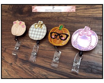 Pumpkin Badge Reel, ID Badge Reel, Interchangeable Badge Reel, Nurse Badge Reel, Pumpkin Planner Clip