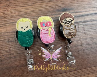 Wizard Babies Badge Reel,Badge Reel, Wizard Potter Badge Reel, Interchangeable Badge Reel, Interchangeable Feltie, Planner Clip