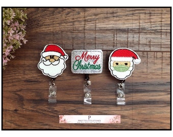 Christmas Santa Badge Reel, Santa sweater Badge Reel, Santa Bag Badge Reel, Christmas Badge Reel, Christmas Planner Clip
