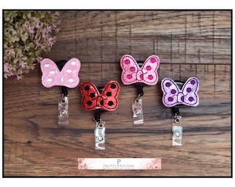 Mouse Bow Badge Reel, ID Badge Reel, Interchangeable Badge Reel, Bow Planner Clip