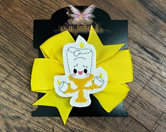 Candle Hair Bow clip, Baby Hair Bow, Lumiere Hair Bow