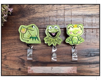 Frog Badge Reel, Nurse Badge Reel, Interchangeable Badge Reel, Interchangeable Feltie, Frog Planner Clip