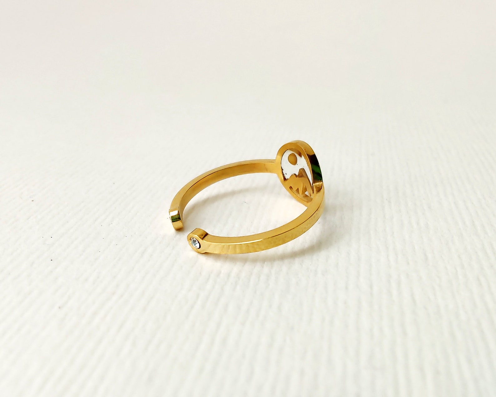 Mountain & Mustard seed ring 18K gold plated Adjustable ring Etsy