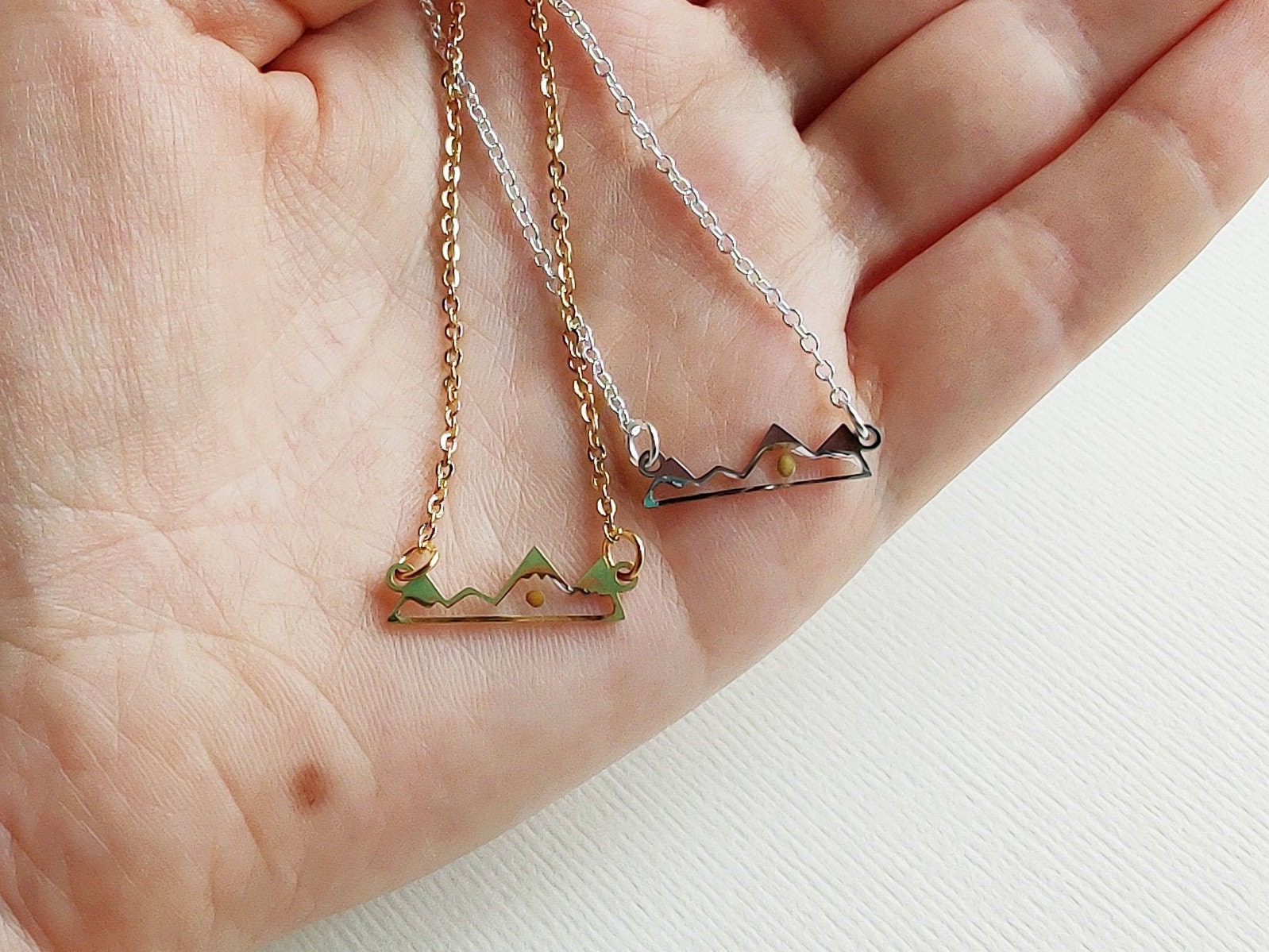 Mountain mustard seed necklace Stainless steel color silver Etsy