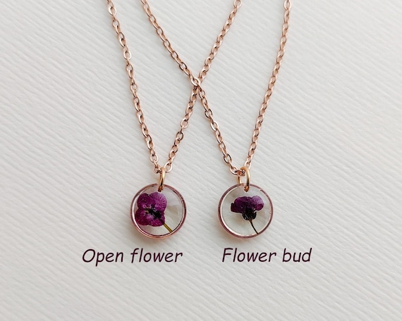 Violet Necklace 10mm Tiny Pressed 