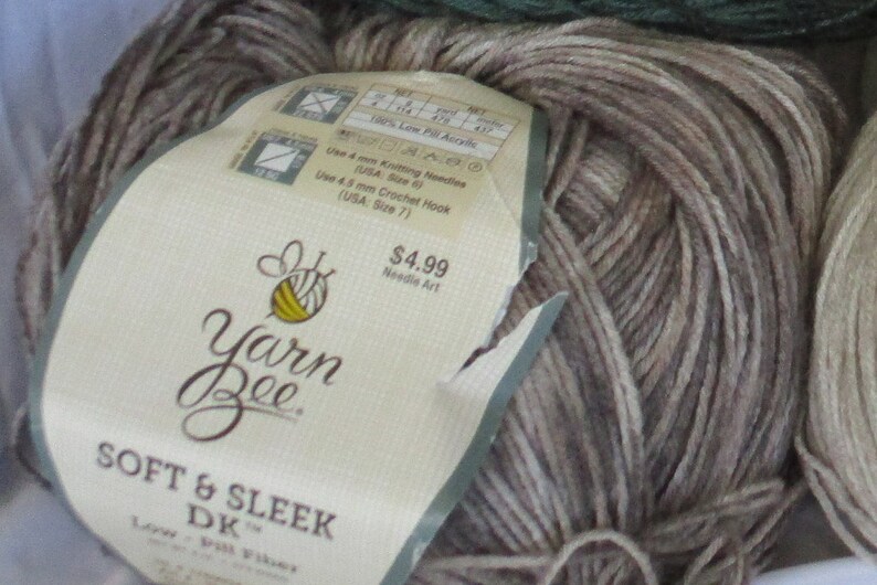 Yarn Bee Soft & Sleek DK Variegated Ivory Grays Pinks Greens Etsy