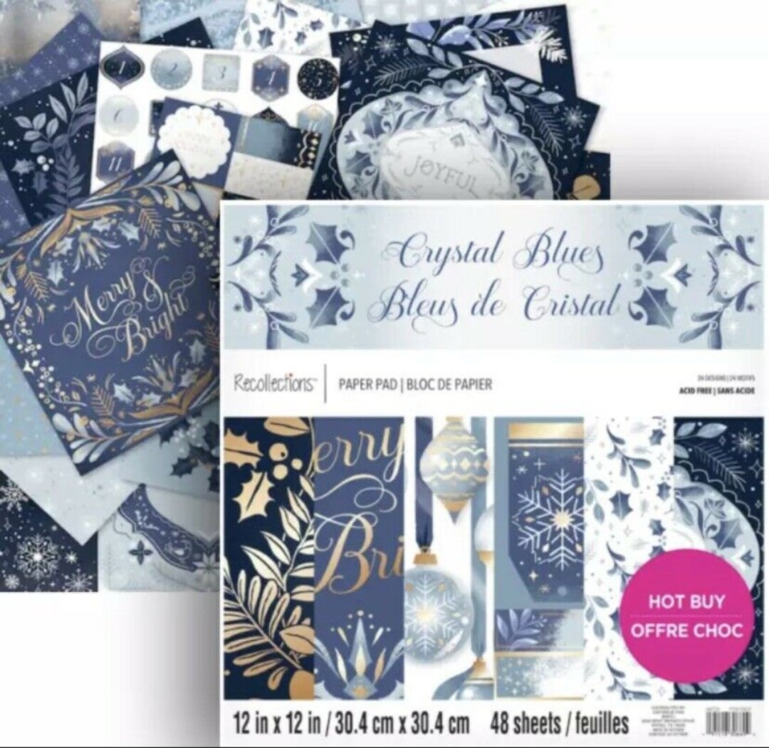 Crystal Blues 12X12 Cardstock Pad. Bluegoldwhite 48 Pages 2 Etsy