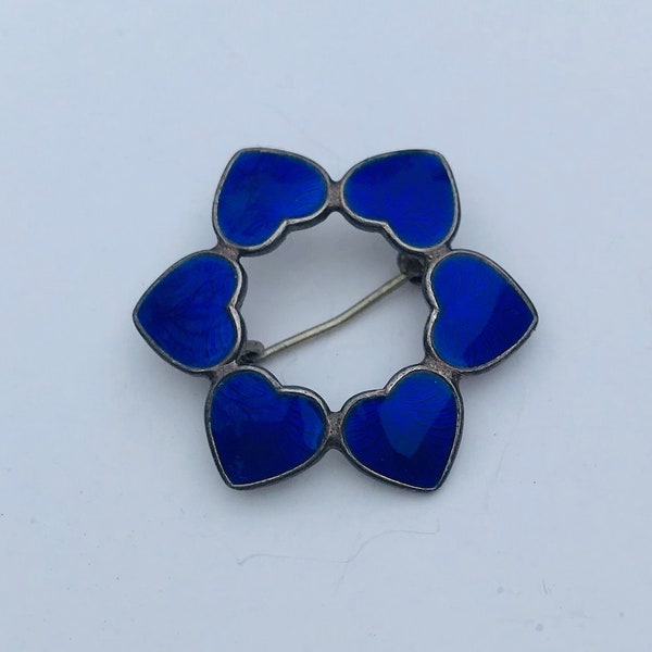 Vintage Danish Modern Enamel Heart Brooch, Volmer Bahner, Valentine's Gift, Something Blue