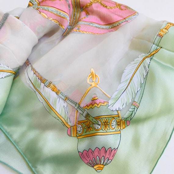 Vintage Scarf, Tissue Scarf, Faberge Egg, Pastel … - image 1