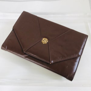 Vintage Monogrammed Clutch Crossbody 1970s Leather Handbag