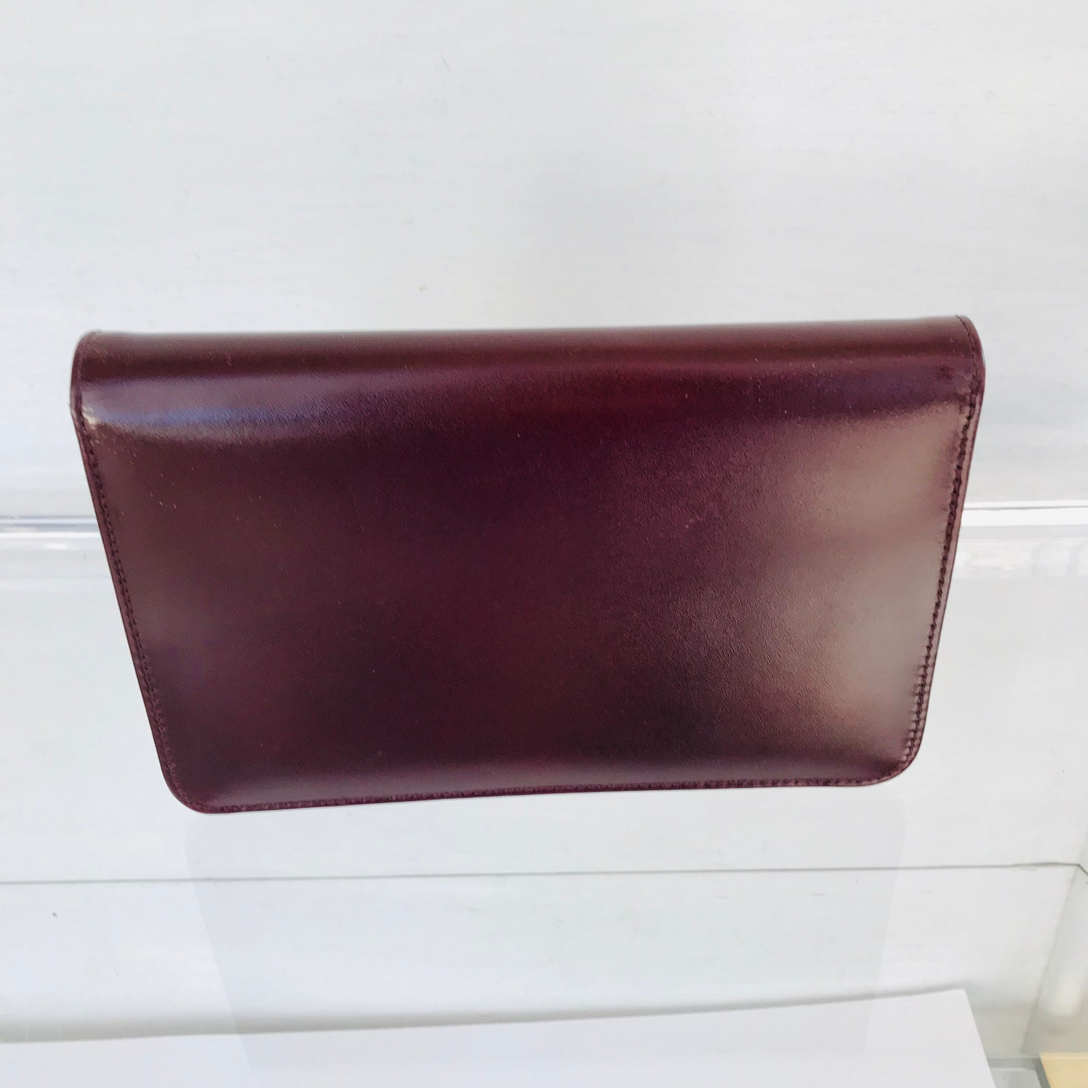 Burgundy Polished Leather Clutch - Etsy